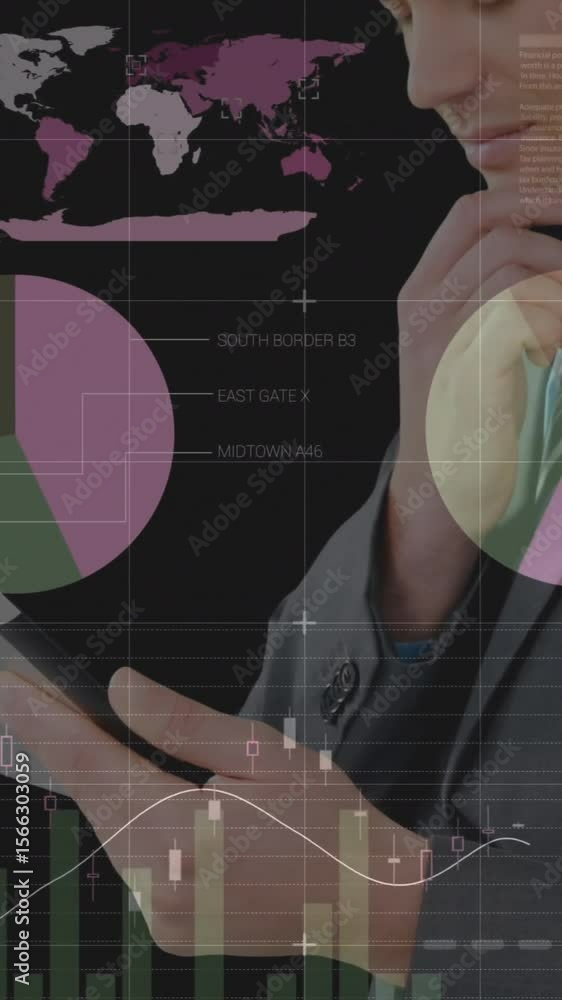 Poster man using tablet with data 4k