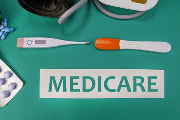 Medicare text on a green background
