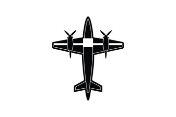 Twin Engine Airplane Top View Silhouette