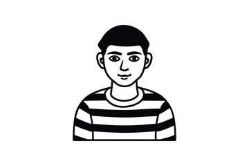 Man in Striped Shirt Cartoon Silhouette