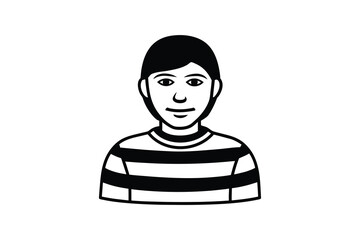 Man in Striped Shirt Minimalist Silhouette