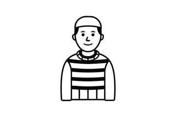 Cartoon Man Wearing Striped Shirt Silhouette