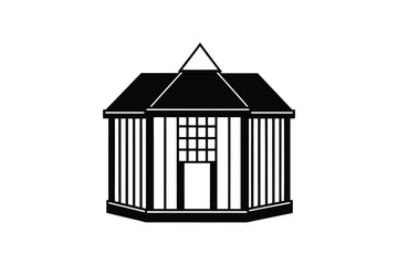 Gazebo Structure with Triangle Roof Silhouette