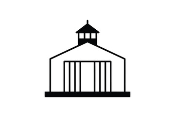 Simple Barn Silhouette with Cupola and Vertical Slats