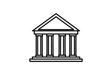 Courthouse Building Icon in Simple Silhouette Style
