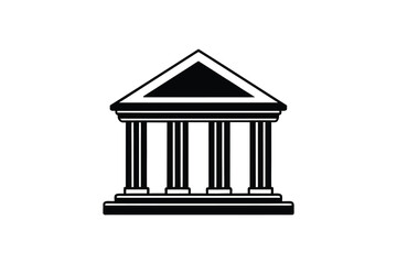 Courthouse Building with Columns Simple Silhouette