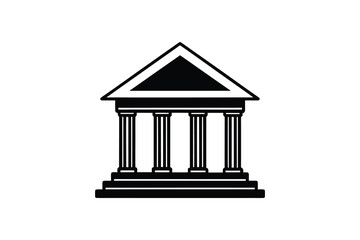 Classic Building with Columns Silhouette