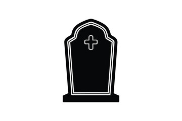 Tombstone with Cross Silhouette for Halloween or Funeral Design