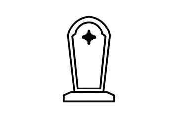 Tombstone Outline with Cross Silhouette