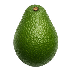 A single ripe green avocado with a textured skin isolated on transparent background