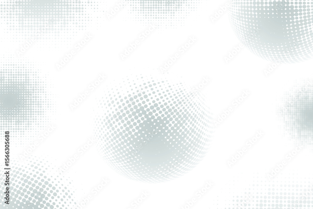 Poster spherical halftone gradient on a white background creates an elegant and visually engaging digital d