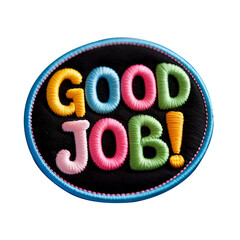 Colorful Embroidered Good Job Patch on Black Background for Recognition and Achievement