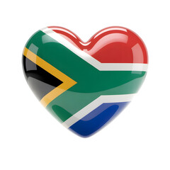 South Africa Flag in 3D Glass Heart Symbol