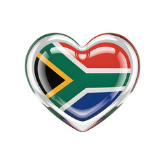 South Africa Flag in 3D Glass Heart Symbol	