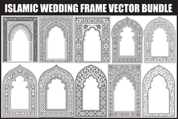 Islamic Wedding Arch Frame Vector Set

