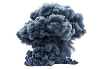 Dark smoke cloud explosion isolated on transparent background