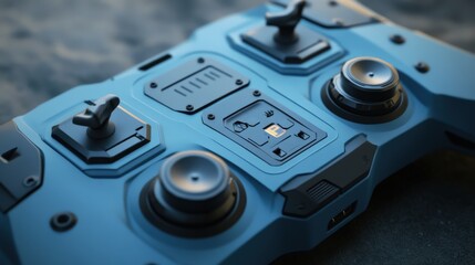 Close-up of a futuristic-style control panel.