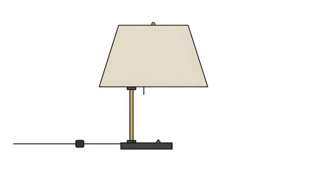 Isolated Illustration of Table Lamp with Beige Shade