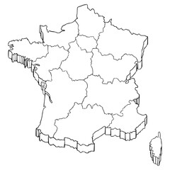 France map illustration hand drawn outline vector