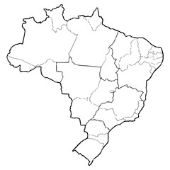 Brazil map illustration hand drawn outline vector