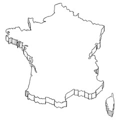 France map illustration hand drawn outline vector