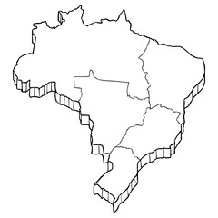 Brazil map illustration hand drawn outline vector