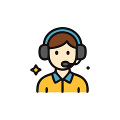 A cartoon illustration of a person wearing a headset, ready to assist.