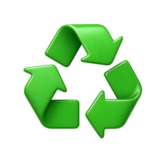 Obraz premium 3D Green recycling symbol indicating sustainability and environmental care Transparent Background