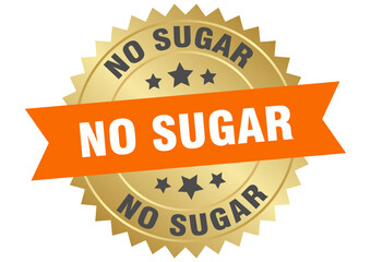 no sugar. no sugar round orange and gold label isolated on transparent background
