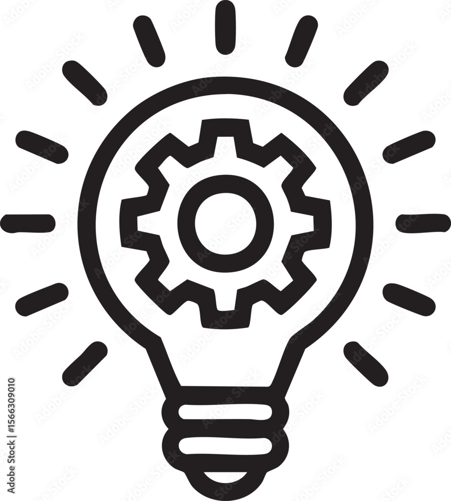 Poster light bulb with gear inside icon representing innovation technology engineering automation creative 