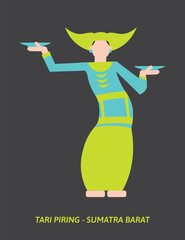 Piring Dance Vector – Traditional Plate Dance from Minangkabau, West Sumatra, Indonesia
