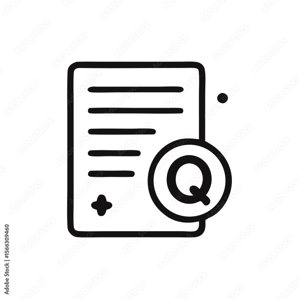 Fototapete a document with lines and a question mark symbol, representing inquiry and information.
