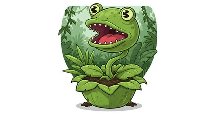 Cartoon Carnivorous Plant Character Illustration
