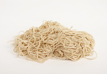 raw ramen noodle isolated on white background. fresh egg ramen noodle isolated on white background.
