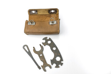 Old leather bicycle case for repair keys from 60’s