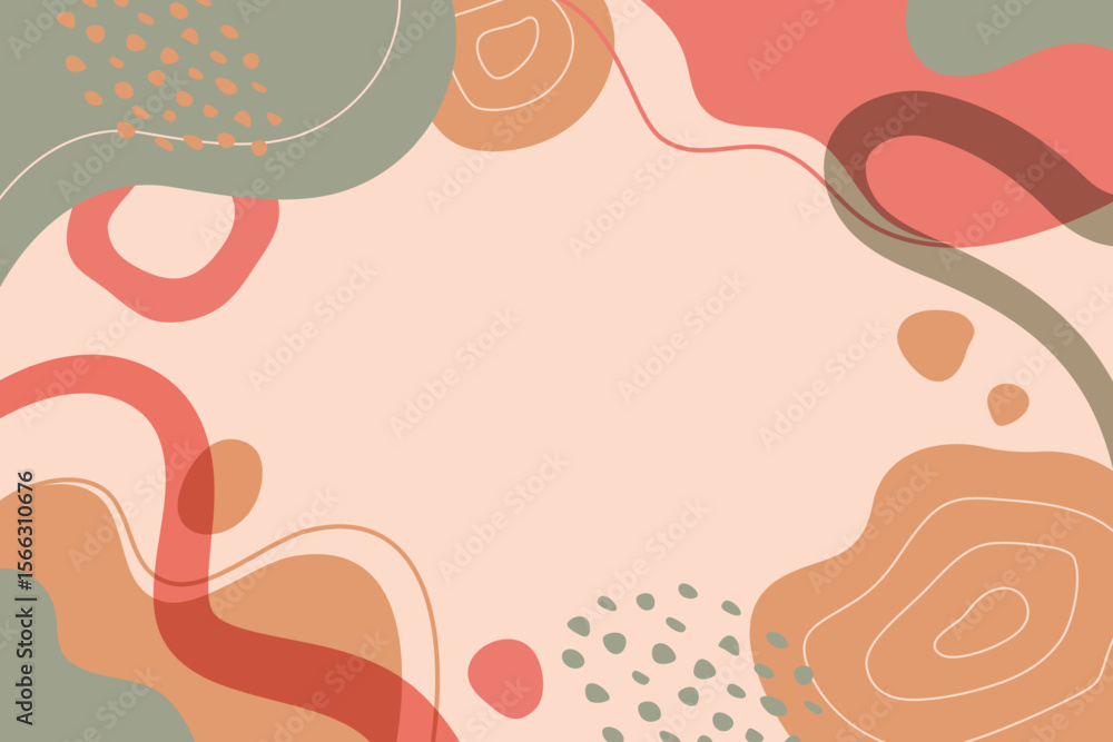 Poster earthy abstract background with organic shapes and flowing lines creates a modern and stylish visual