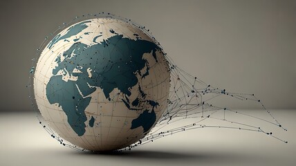 Abstract Globe with Dotted Travel Lines Around It