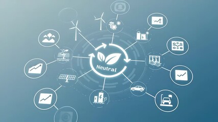 Infographic showcasing sustainable energy solutions, featuring wind turbines, solar panels, and electric vehicles