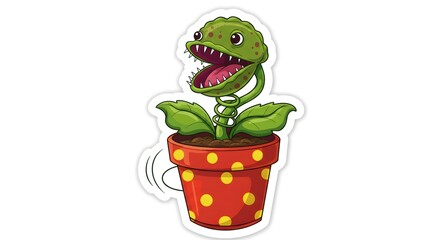 Cartoon Venus Flytrap in Pot Illustration