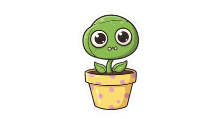 Cute Potted Plant Cartoon Character