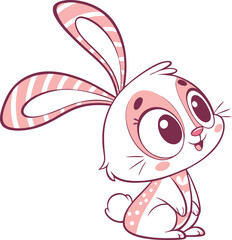 A charming cartoon bunny with large, expressive eyes and a sweet, joyful expression.