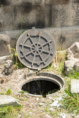 open manhole without fences on the street