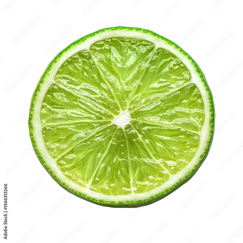 Poster fresh lime slice on bright transparent background displaying vibrant green color and juicy texture p