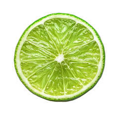 Fresh lime slice on bright Transparent background displaying vibrant green color and juicy texture perfect for culinary use, Juicy slice of lime isolated on PNG background