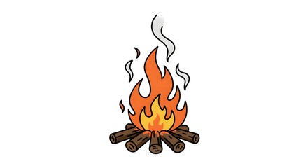 Isolated Campfire Illustration on White Background