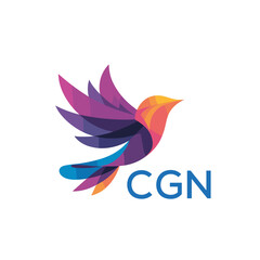 Obraz premium CGN “Colorful Abstract Bird Logo Design on White Background ” CGN Later Logo, “Modern Gradient Bird Icon with Typography” “Abstract Hummingbird Style Logo with Vibrant Colors” 