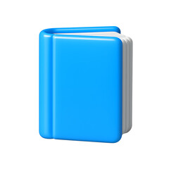 Icon 3D of a Closed Blue Book with White Pages Transparent Background