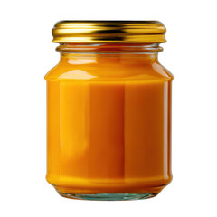 Orange Jam in Glass Jar Gold Lid isolated on a transparent background