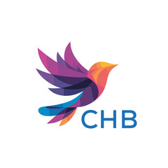 Obraz premium CHB “Colorful Abstract Bird Logo Design on White Background ” CHB Later Logo, “Modern Gradient Bird Icon with Typography” “Abstract Hummingbird Style Logo with Vibrant Colors” 