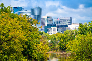 City of Arlington in Northern Virginia skyscrapers view from Washington bridge